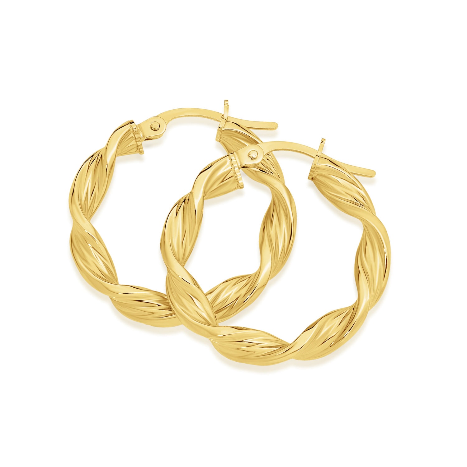 9ct Yellow Gold Twist Hoop Earrings_0