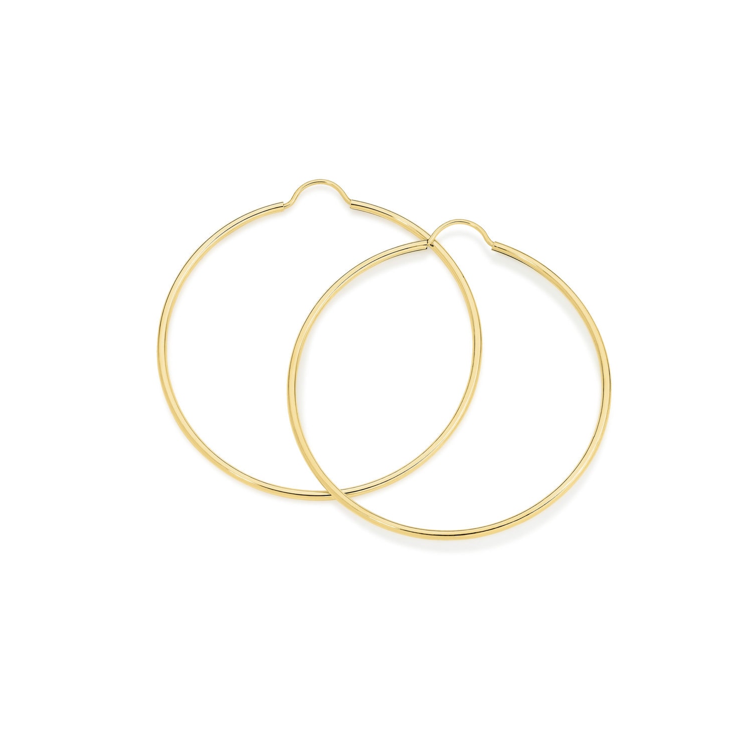 Yellow Gold Plain Hoop Earrings_0