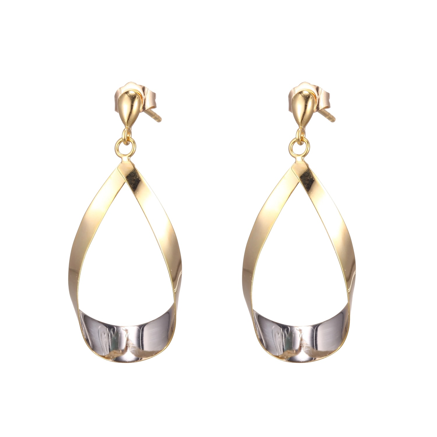 9ct Gold and Rhodium Plate Drop Earrings_0