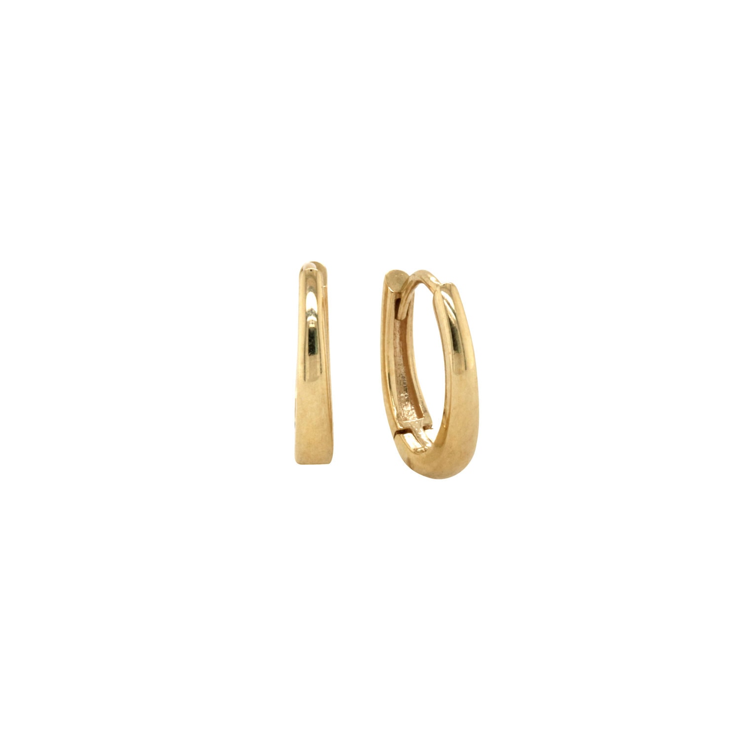 9ct Yellow Gold Oval Huggie Earrings_0