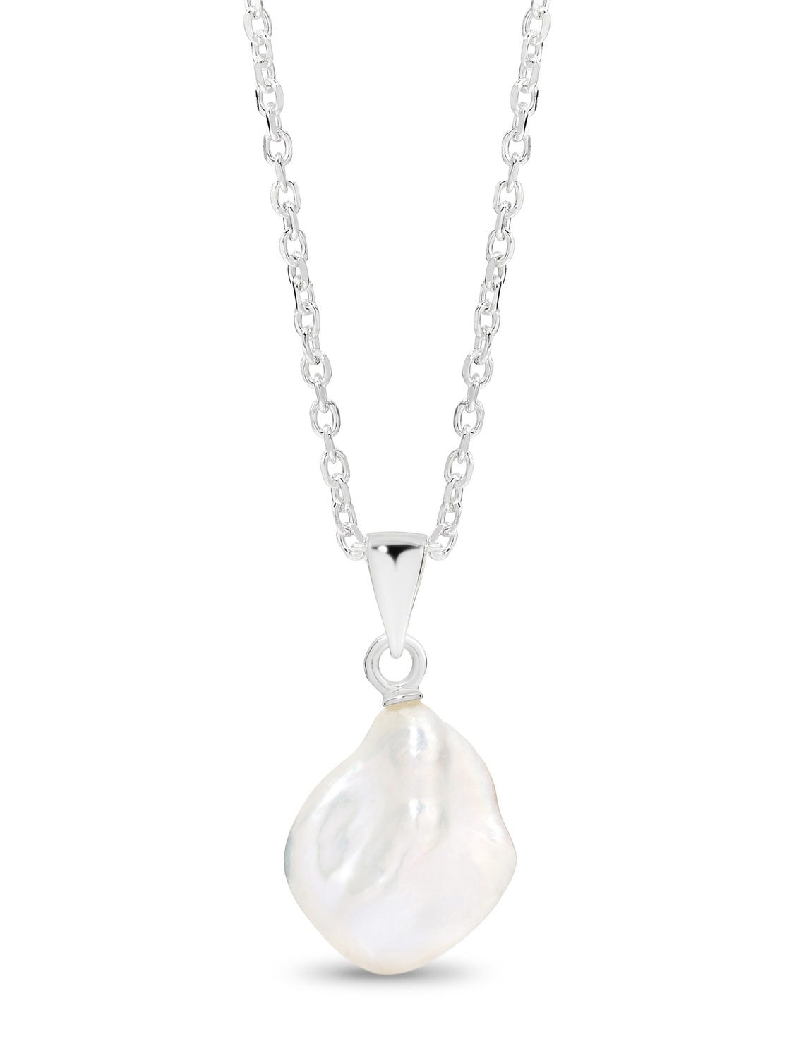 Sterling Silver Pearl Pendant on Cable Chain_0
