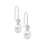 Silver Pearl and CZ Drop Earrings_0