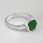 Sterling Silver Rubover set Greenstone Ring_0