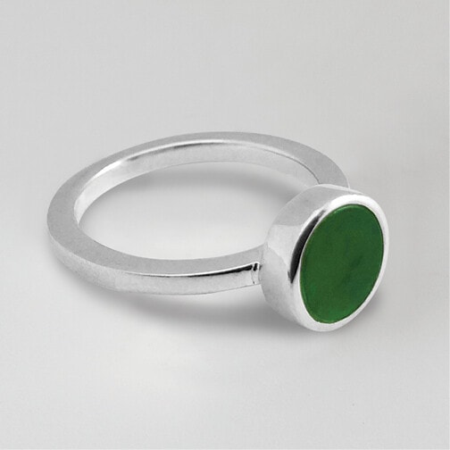 Sterling Silver Rubover set Greenstone Ring_0