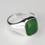 Sterling Silver Square Greenstone Signet Ring_0