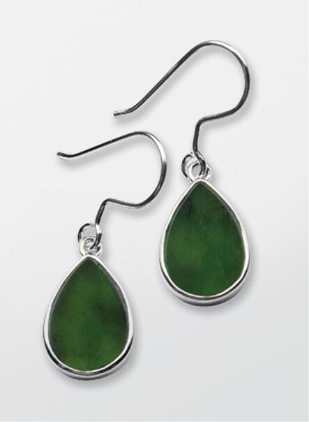 Silver Greenstone Teardrop Earrings_0