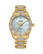 Gold Stone Set Ladies Eco Drive Pearl Face Watch Citizen_0