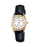 Casio Ladies Gold Analogue Watch Leather Strap_0