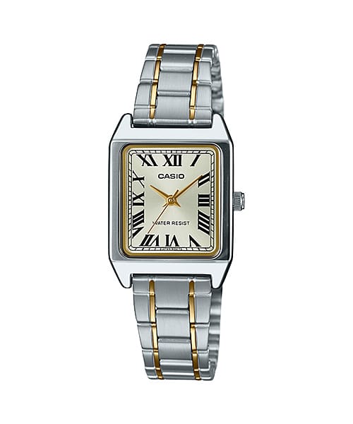 Casio Ladies Two-Tone Analogue Square Face Watch_0