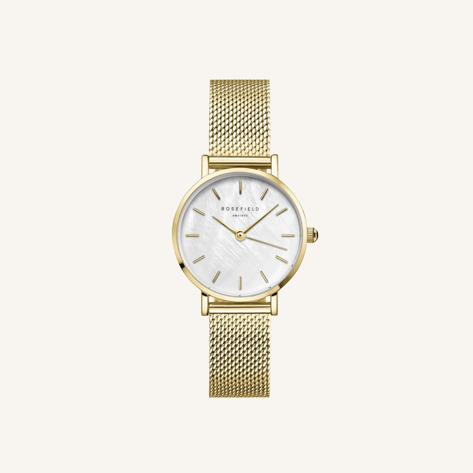 Rosefield Small Edit White and Gold Analogue Watch_0