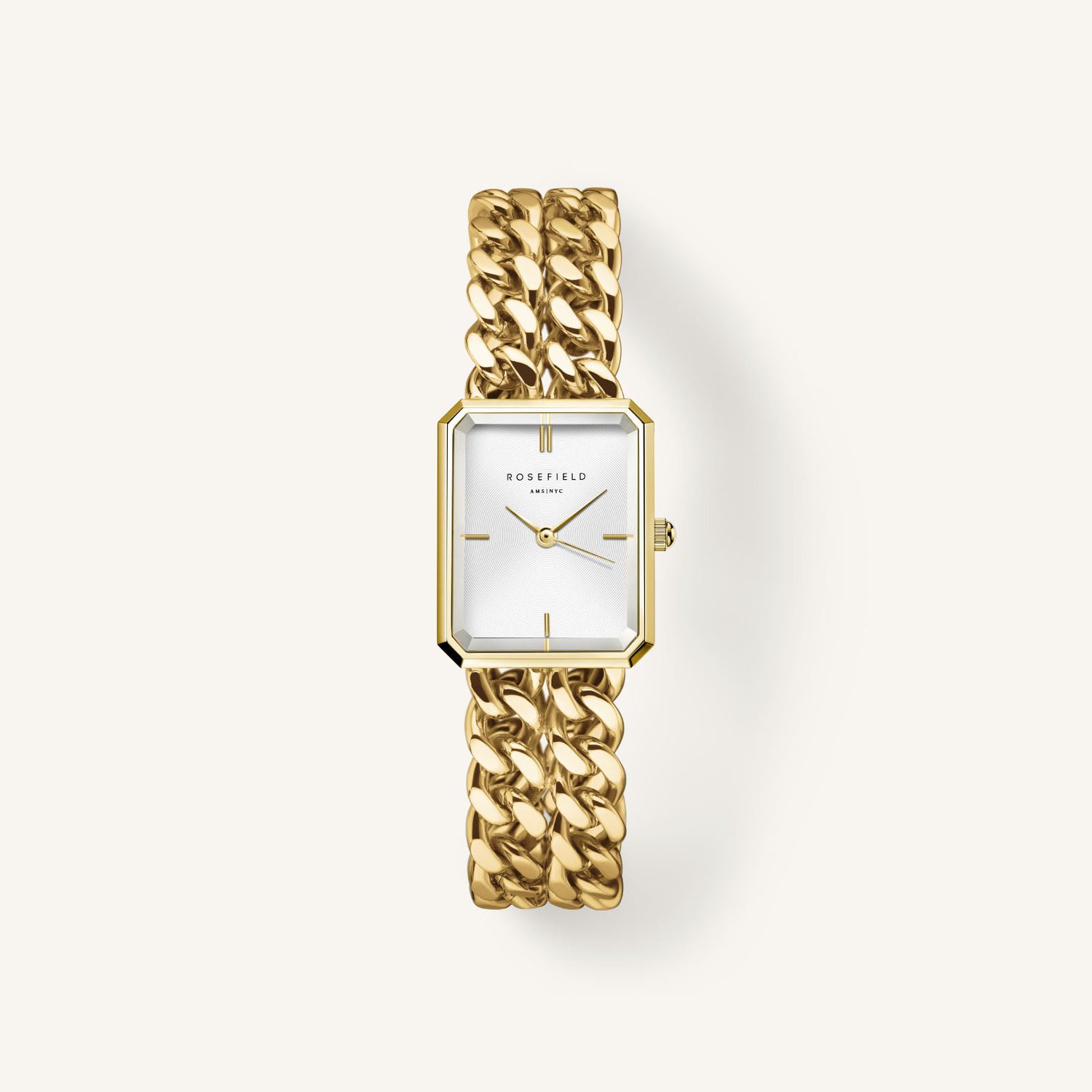 Rosefield Octagon XS Gold Double Chain Analogue Watch_0