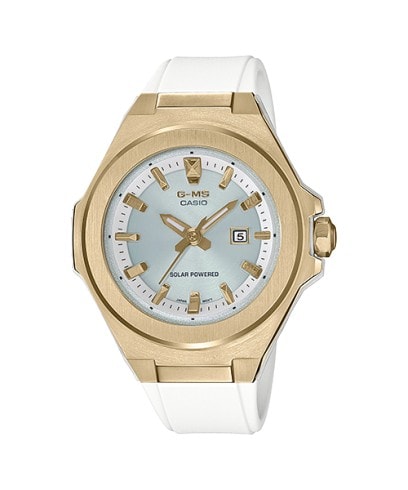 GShock Ladies Analogue White and Gold Solar Watch_0