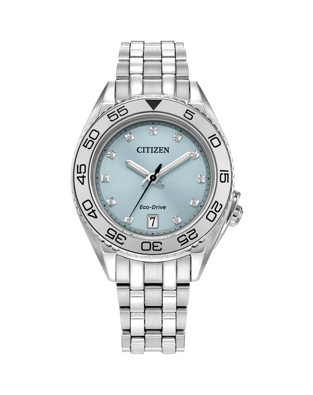 Eco-Drive Ladies Silver Blue Face Analogue_0