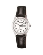 Citizen Ladies Silver Leather Strap Watch_0