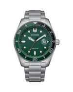 Eco-Drive Gents Silver Watch with Green Dial Watch_0