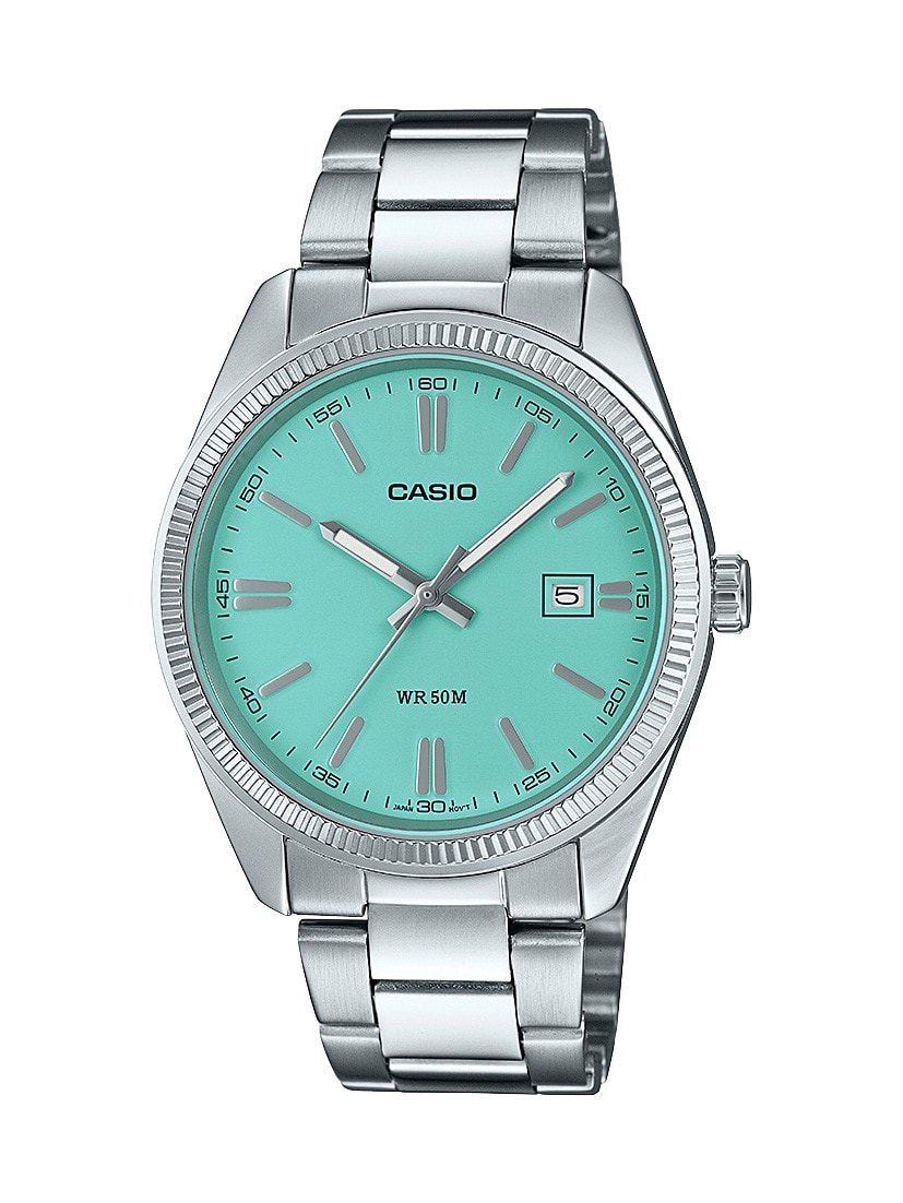 Casio Silver and Pastel Blue Analogue Watch_0