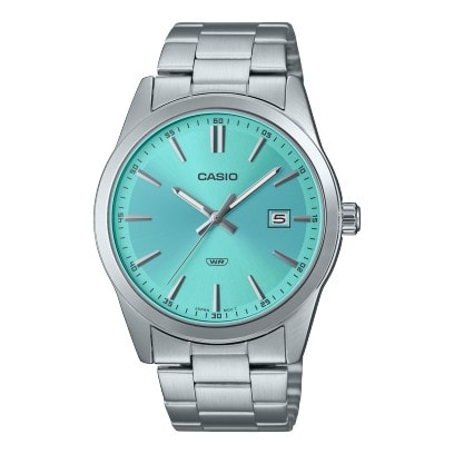 Casio Silver Analogue Watch with Blue Face_0