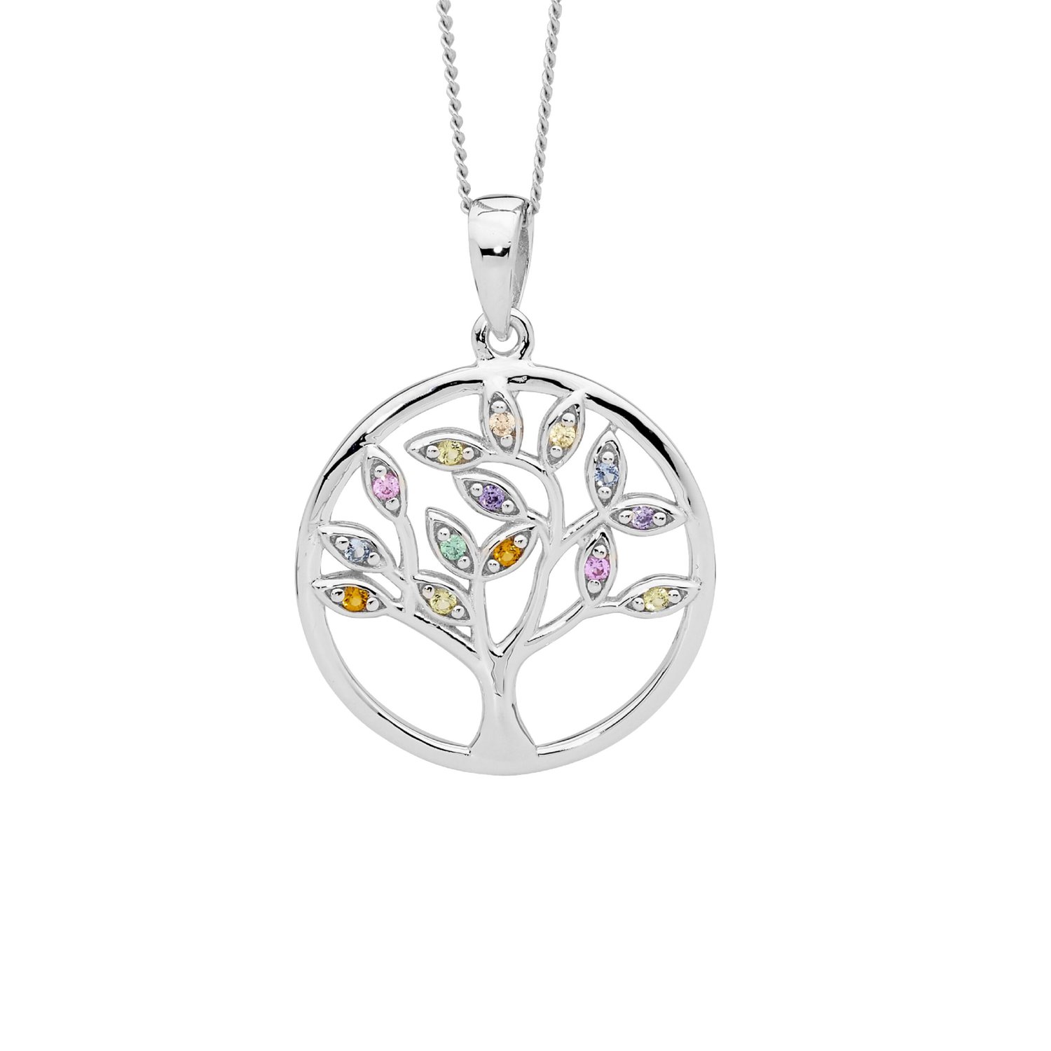 Sterling Silver Multi-Coloured Tree of Life Pendant_0