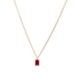 Sterling Silver Yellow Gold Plated Rhodolite Garnet Rectangle Necklace_0