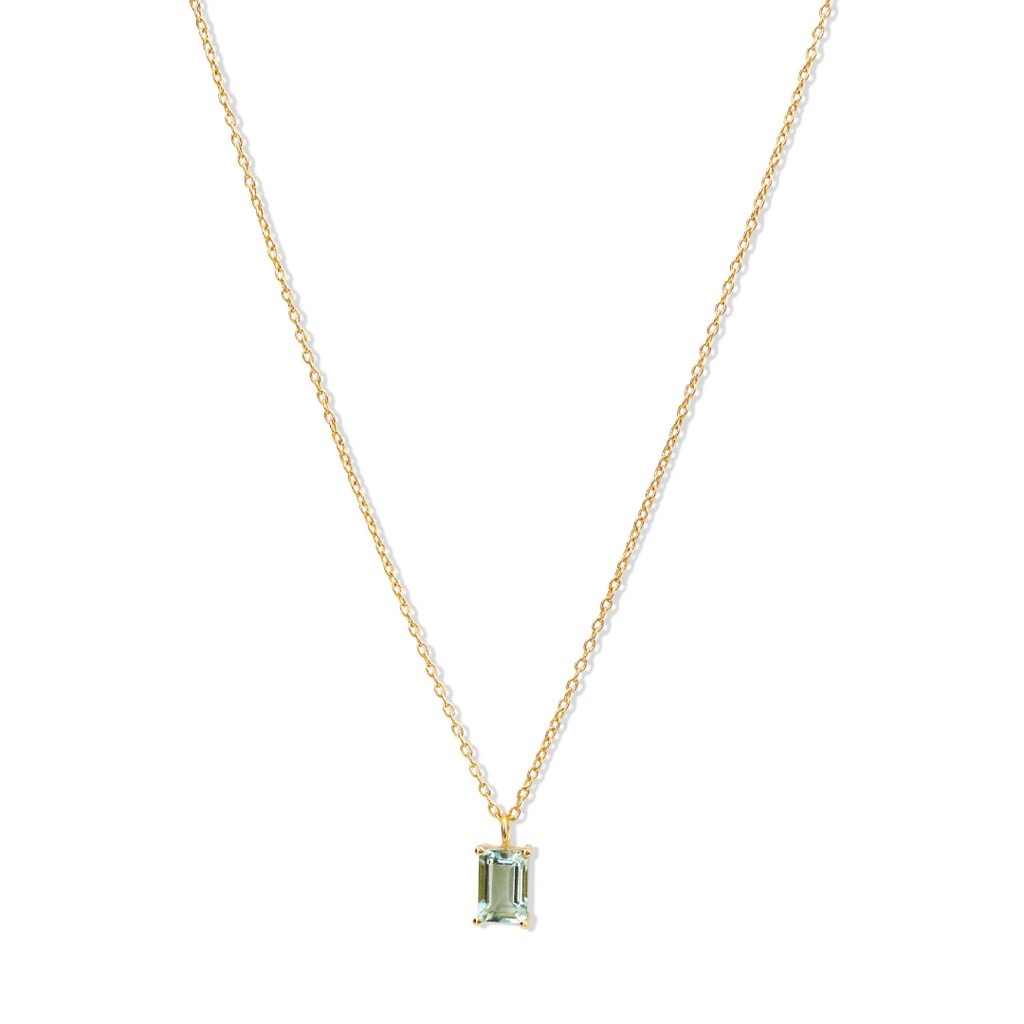 Yellow Gold Plated Sterling Silver Green Amethyst Necklace_0