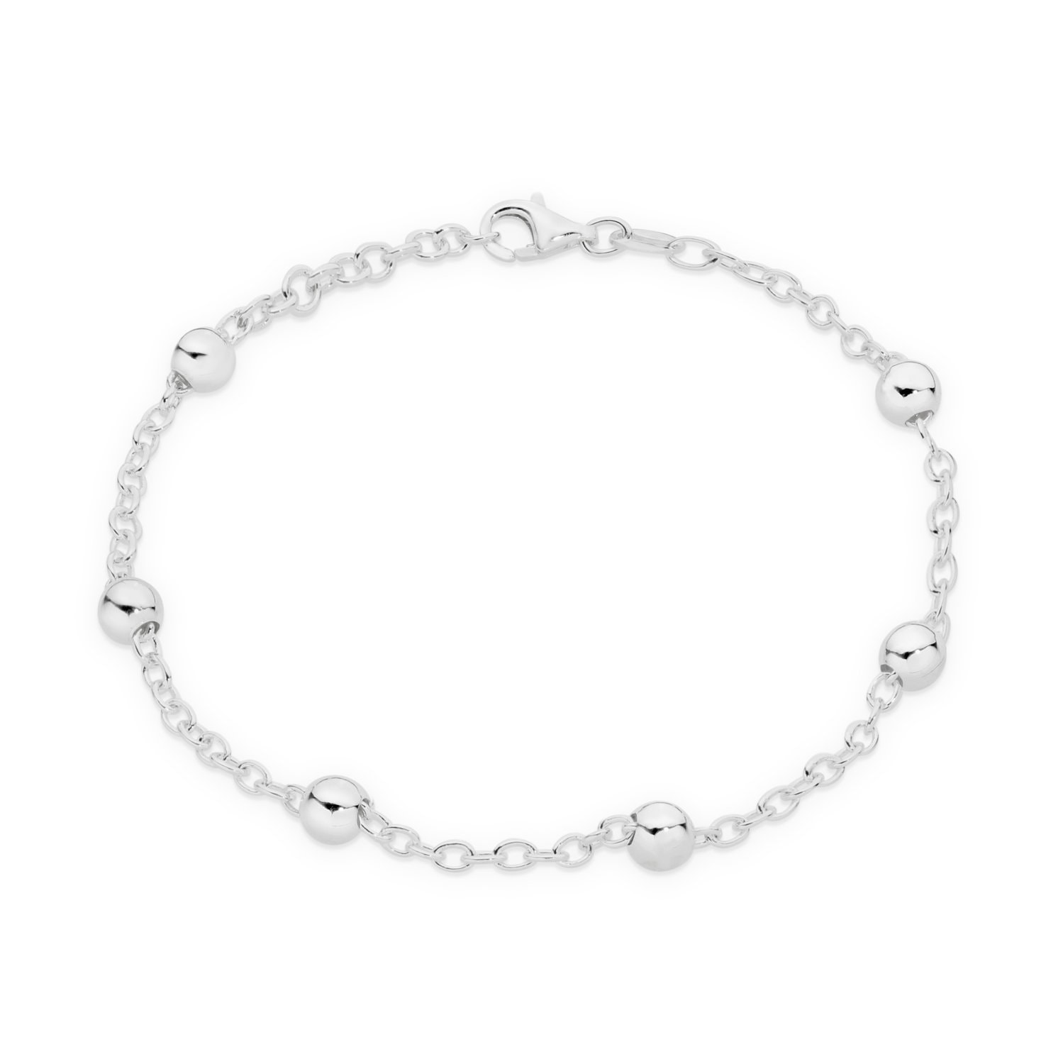 Sterling Silver Cable Chain and Ball Bracelet_0