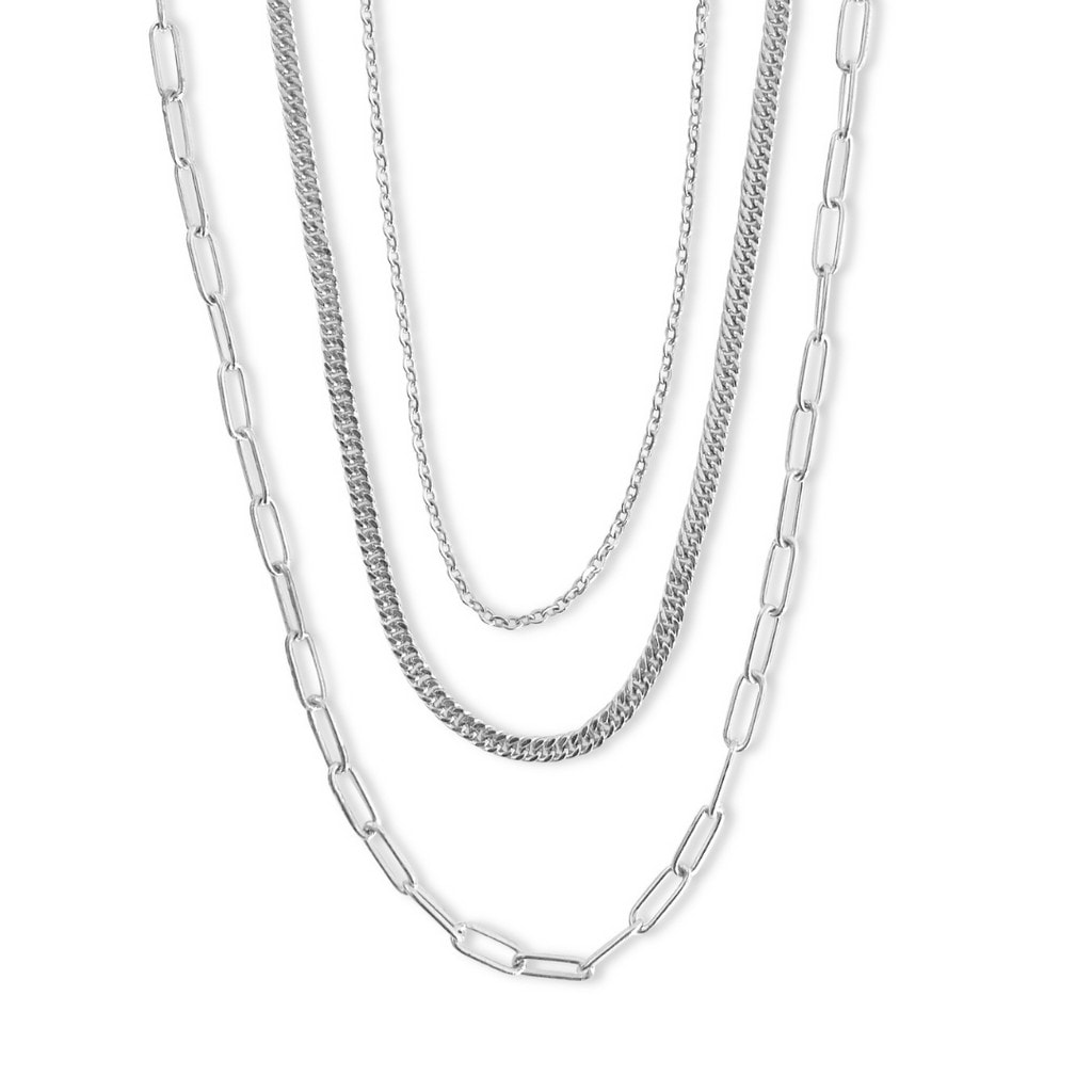 Steel Me Multi Layered Chain Necklace_0