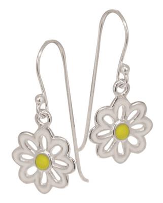 Sterling Silver and Enamel Daisy Earrings_0