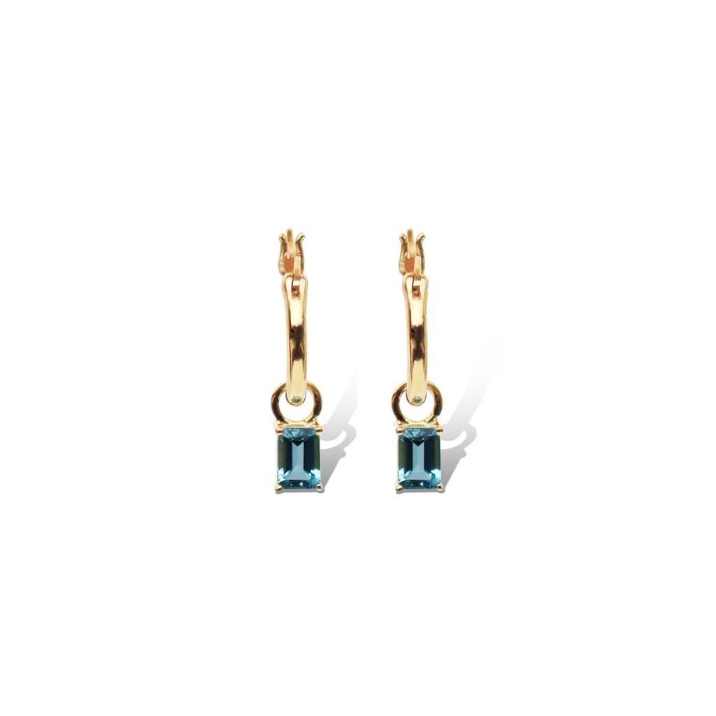 Sterling Silver Yellow Gold Plated Blue Topaz Earrings_0