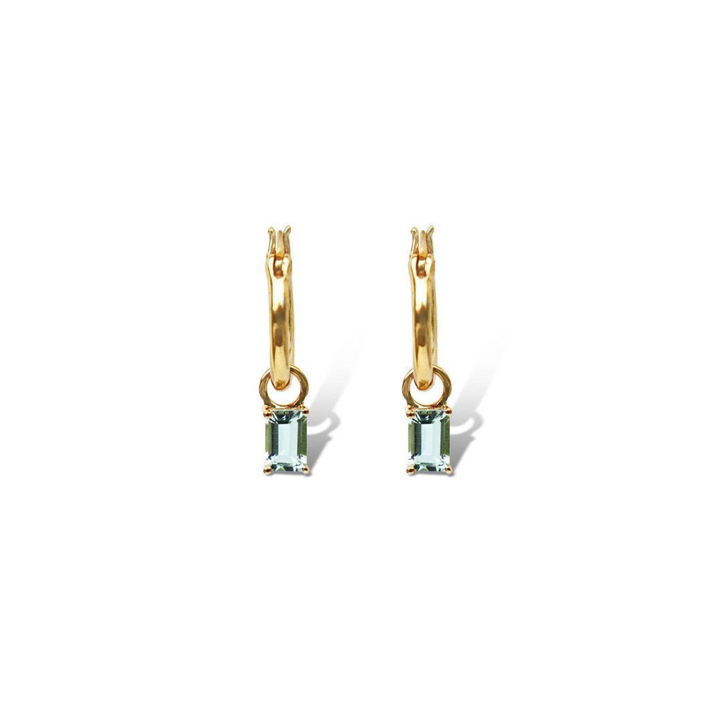 Lucie Green Amethyst & Yellow Gold Plated Rectangle Hoop Earrings_0
