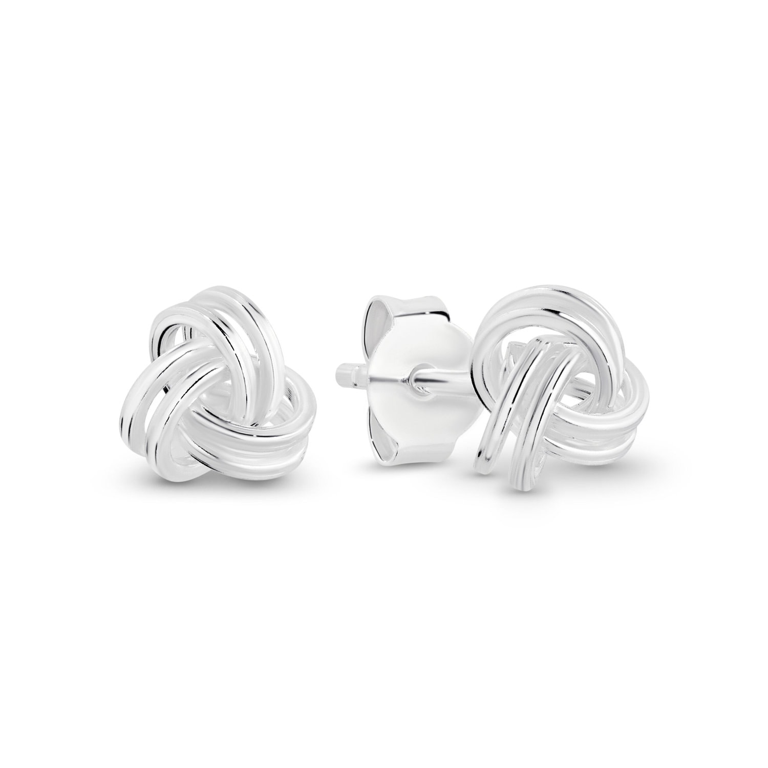 Sterling Silver Knot Stud Earrings_0