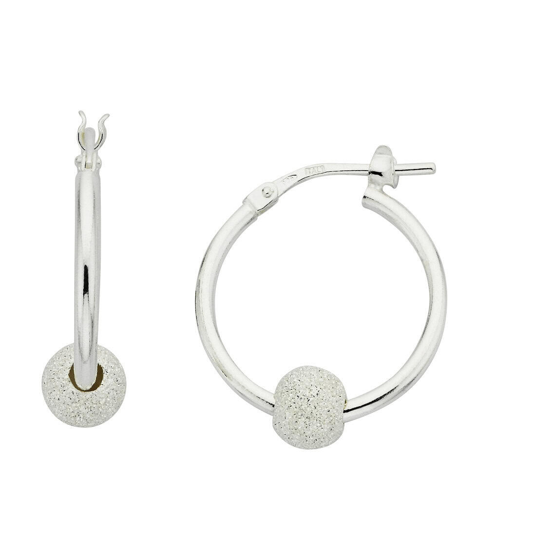 Silver Hoops with Bead Feature_0