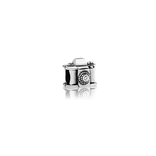 Sterling Silver with Cubic Zirconia Traveller's Camera Charm_0