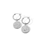 Steel Me Silver Coin Hoop Earrings_0