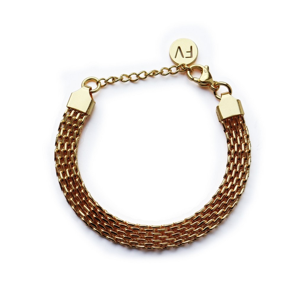 Fabuleux Vous Stainless Steel Yellow Gold Plated Mesh Bracelet_0