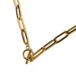 Fabuleux Vous Stainless Steel Yellow Gold Plated Wide Paperclip Fob Chain_0