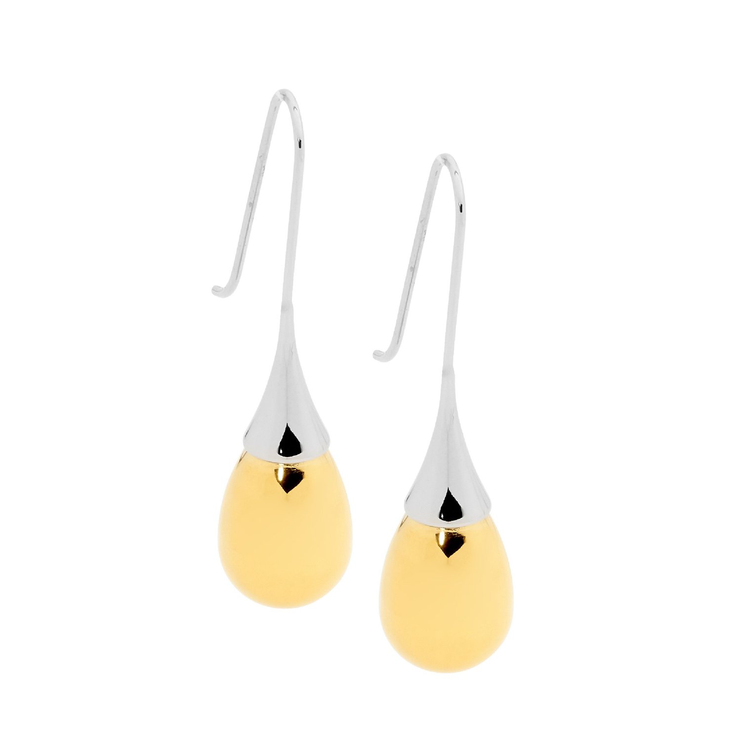 Yellow Gold Plated Long Teardrop Earrings_0