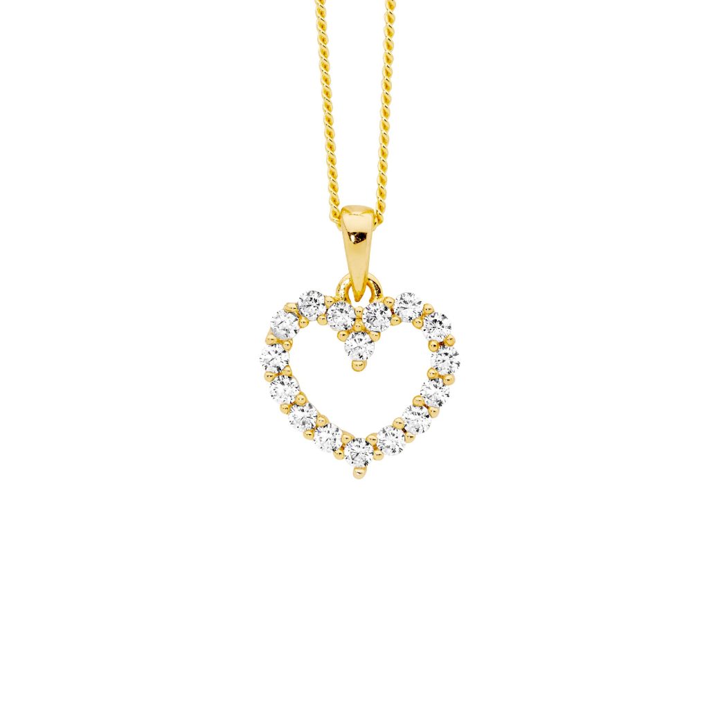 Silver Gold Plated Heart CZ Pendant_0