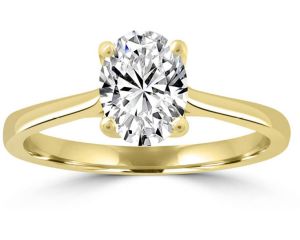 18ct Yellow Gold 1ct Oval Lab Grown Diamond Solitaire Ring_0