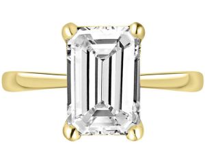 18ct Yellow Gold 1ct Emerald Cut Lab Grown Diamond Ring_0