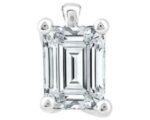 18ct White Gold Emerald Cut Diamond Pendant_0