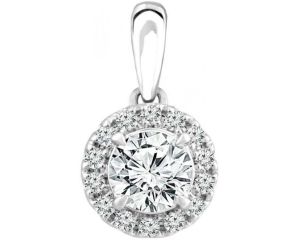 18ct White Gold Round Halo Lab Grown Diamond Pendant_0