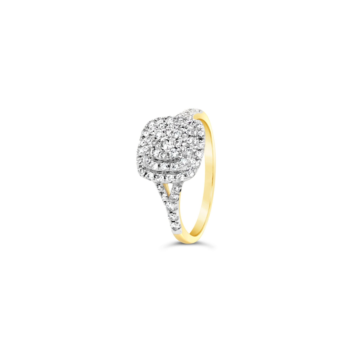 9ct Gold Cushion Shape Diamond Cluster Ring .50tdw_0