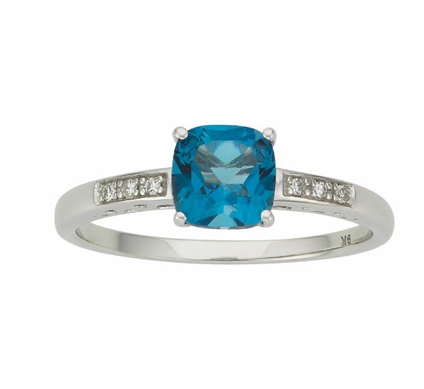 9ct White Gold London Blue Topaz and Diamond Ring_0