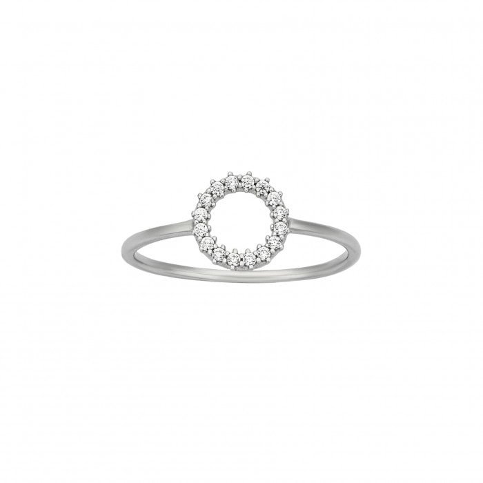 9ct White Gold Open Circle Ring CZ_0