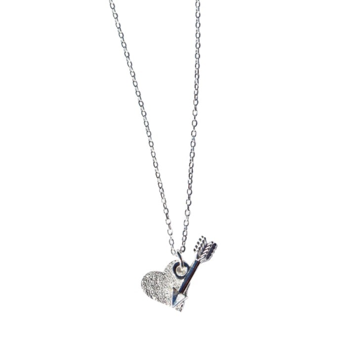 Silver Heart and Arrow Necklace_0