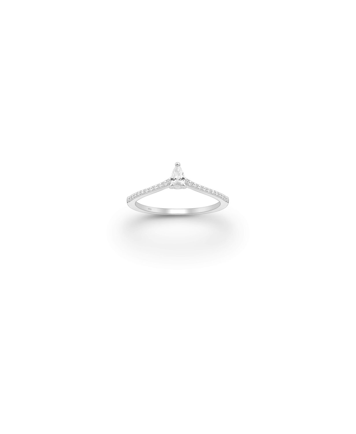 Teardrop ring with cz's in teardrop and shoulders_0