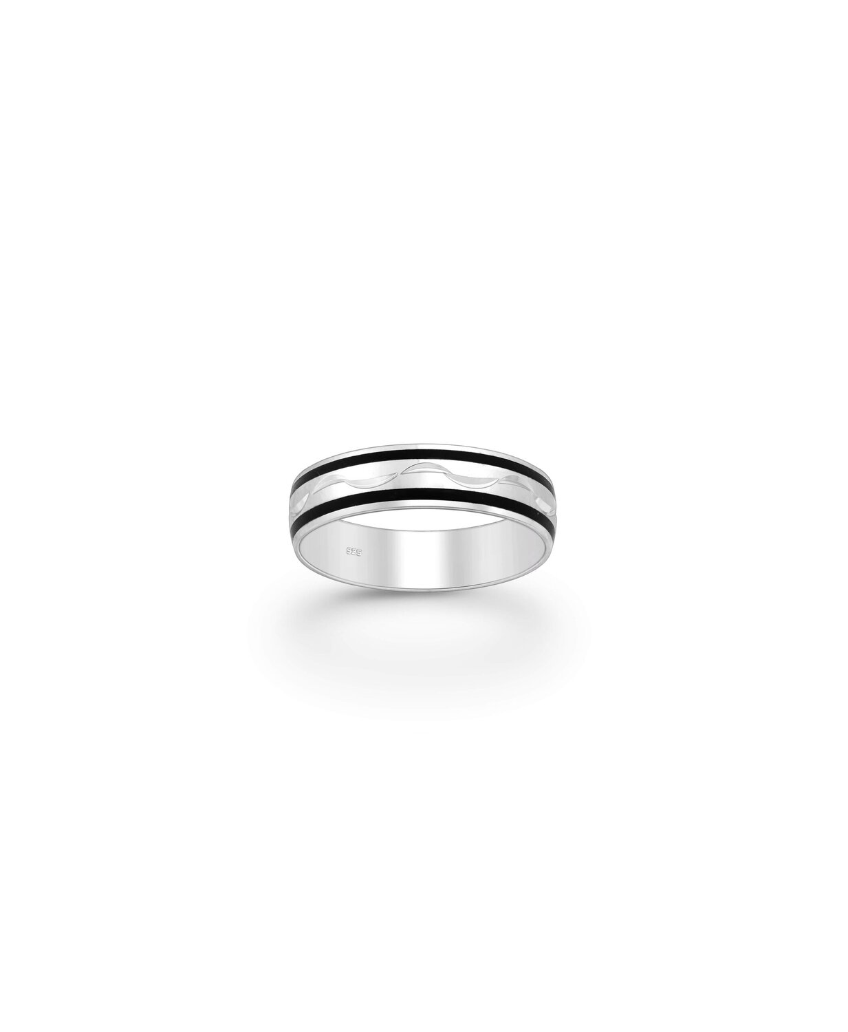 Silver black patterned ring_0