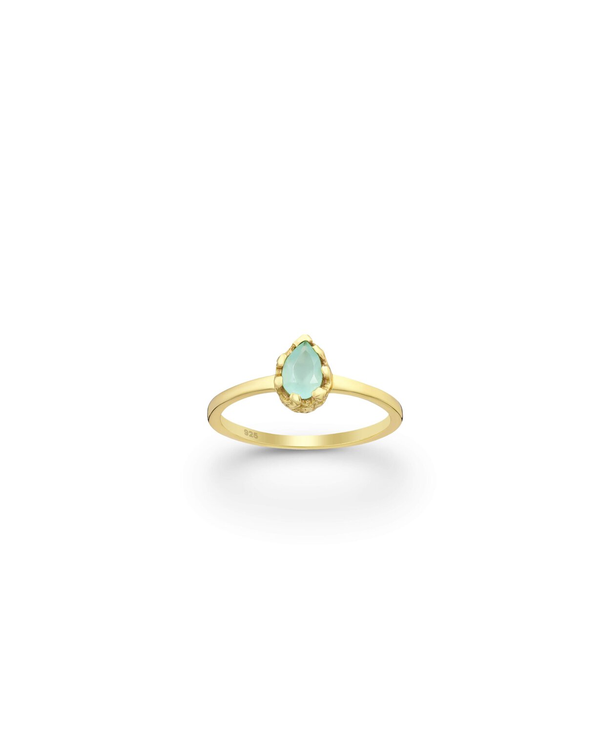 Gold plated teal cz teardrop ring_0