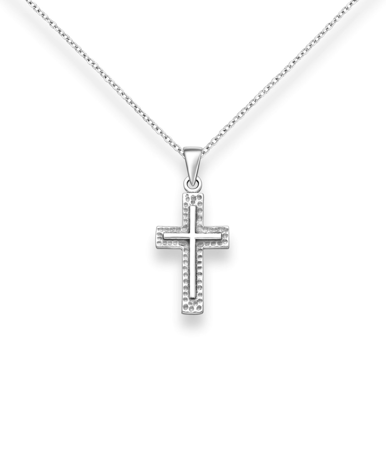 Silver oxidised cross pendant_0