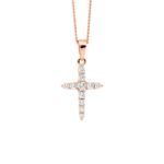 Rose Gold Plated Sterling Silver Cross Necklace CZ_0
